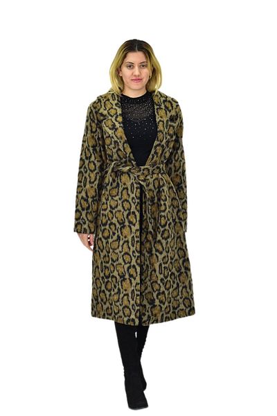 BAGLAN Women's Leopard Print Long Stamp Coat Bgl-St04064