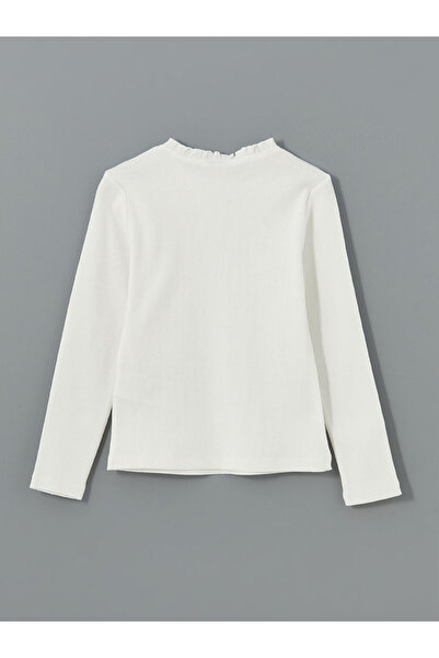 LC Waikiki Ecru Mock Neck Stone Girl's T-Shirt