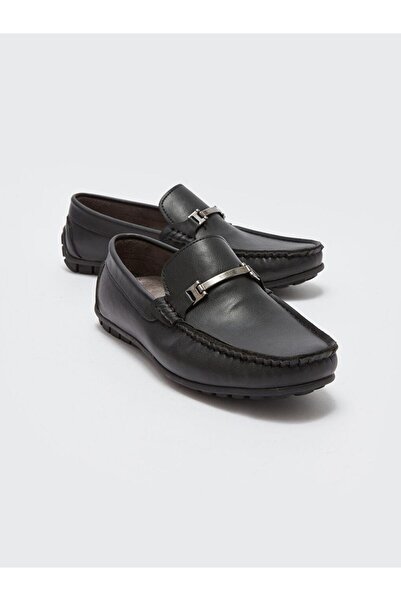 LC Waikiki STEPS Siyah Deri Görünümlü Erkek Loafer Ayakkabı