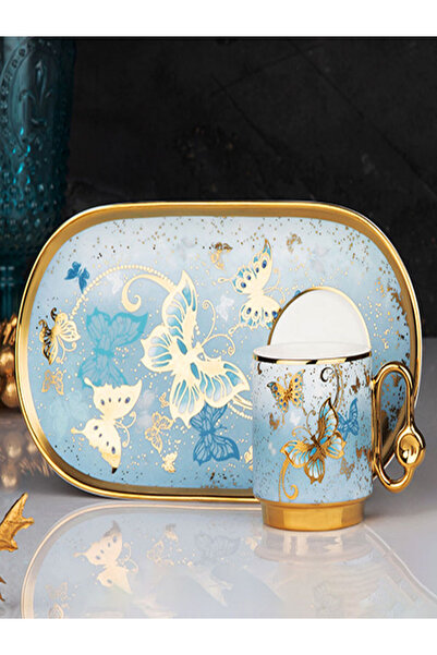 Kosova RSY-147 UZUN SUNUMLUK TABAK DETAYLI LÜX 90CC KAHVE FİNCAN TAKIMI