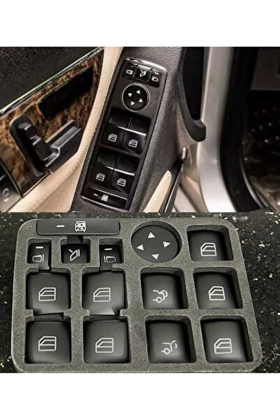 kaytaz MERCEDES CAM TUŞ KAPLAMA SET SİYAH W204 W212 W207 W117 W176 GLA 4 KAPI CAM TUŞU KENDİNDEN YAPIŞKANLI