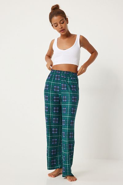 Lovelyİstanbul Pantaloni de pijama tricotați moale cu model verde închis - Lxr0001