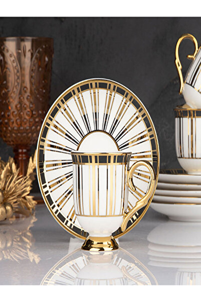 Kosova Lüx Porselen Gold Beyaz Kahve Fincan Takımı Kahve Fincanı