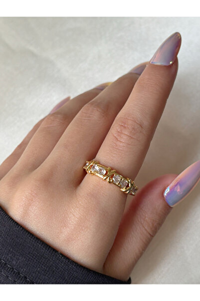 Eylülün Takısı خاتم نسائي من حجر مزيج اللون الذهبي