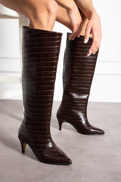 Noe Agent Brown Crocodile Boots