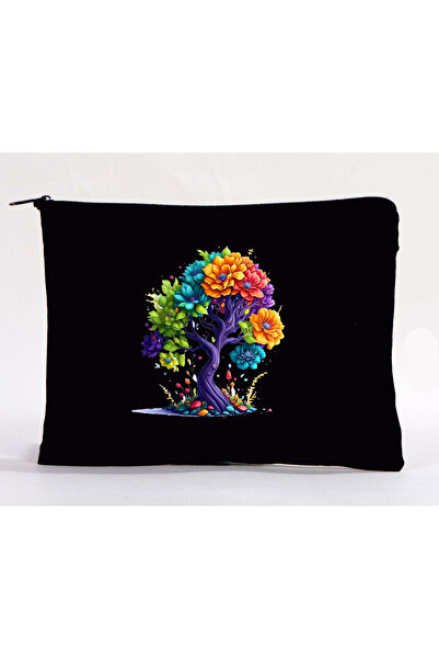 Boom town Purple Tree Black Makeup Bag - Raw Cloth Pen Holder Box