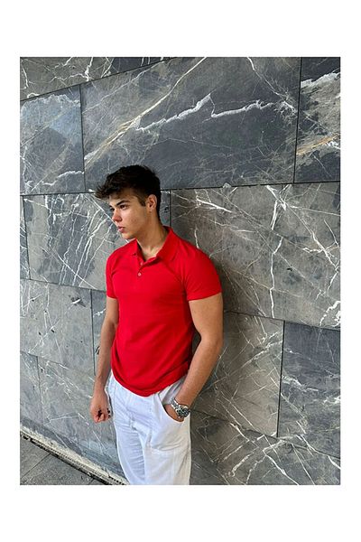MODA Men's Polo Neck T-Shirt 100% Cotton, Comfortable, Easy Iron, High Quality, Red, Custom Made