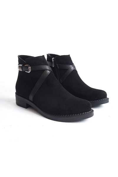 BZ Moda Γυναικείες μπότες ALMILA Orthopedic Suede - με φερμουάρ, ελαστικό και ανθεκτικό στο κρύο ST Μαύρο