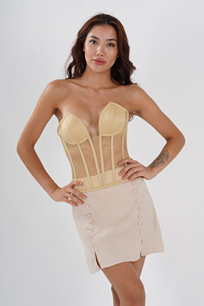 Metay Design نموذج أذن القطة الذهبية - مشد شفاف من التول