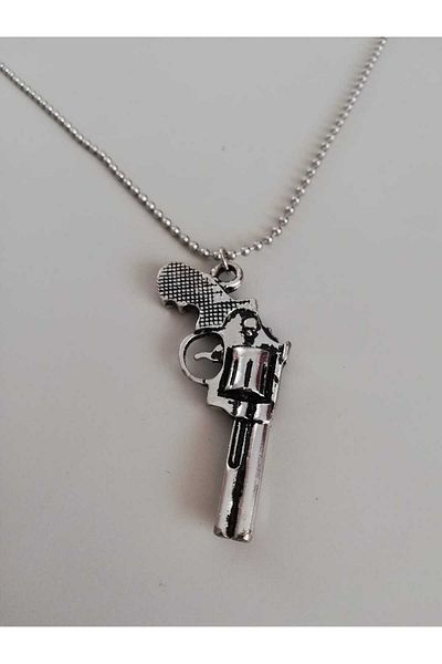 Judas Takı Men's Silver Gun Figure Necklace
