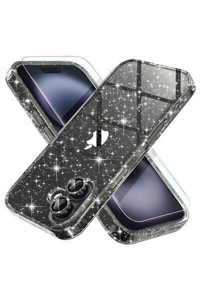 EDELFU حافظة آيفون 16 بلس فضية غير صفراء مع واقي شاشة سميك وواقي كاميرا فضي (...