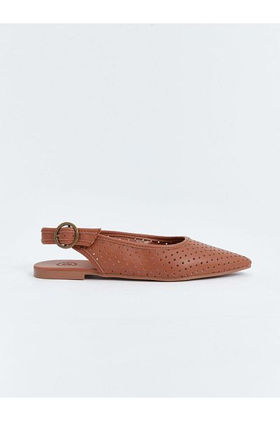 LC Waikiki Γυναικείες μπαλαρίνες Leather Look Elastic Pointed Toe