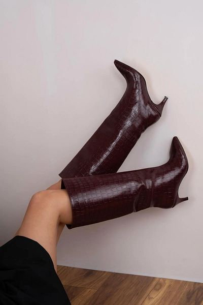 Noe Agent Claret Red Crocodile Boots