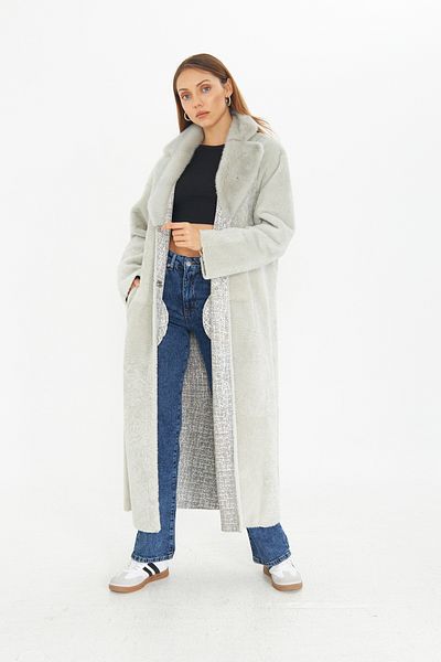 By Marki Marki 127 cm Reversible Astragan Fur Coat - Leather and Fur Surface, Special Fur Collar - 115822