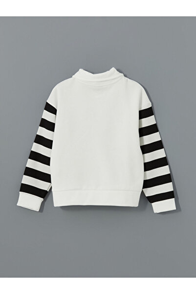 LC Waikiki Ecru Polo Neck Girls' Thick Sweatshirt