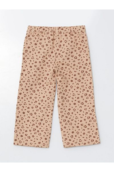 LC Waikiki Lcw Baby Beige Wideleg Fit Leopard Print Girls' Trousers