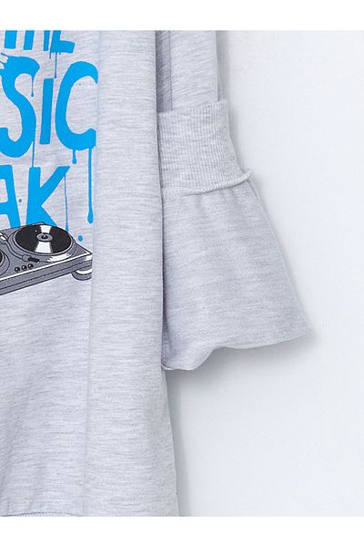 LC Waikiki Αγόρι φούτερ LCW Kids Grey Crew Neck με στάμπα
