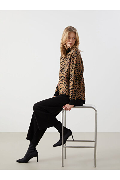 LC Waikiki Čierne dámske úpletové nohavice s elastickým pásom