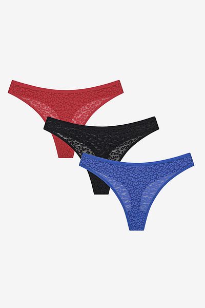 Penti Lace Lace 3-teiliges mehrfarbiges Tanga-Höschen