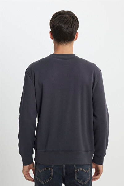 Lee Regular Fit Regular Cut Crew Neck Fleece Inside Anthracite Sweatshirt