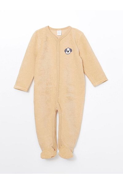 LC Waikiki Lcw V-Neck Velvet Embroidery Baby Boy Jumpsuit Fast Fashion
