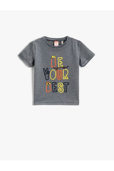 Koton Slogan Printed Short Sleeve T-Shirt