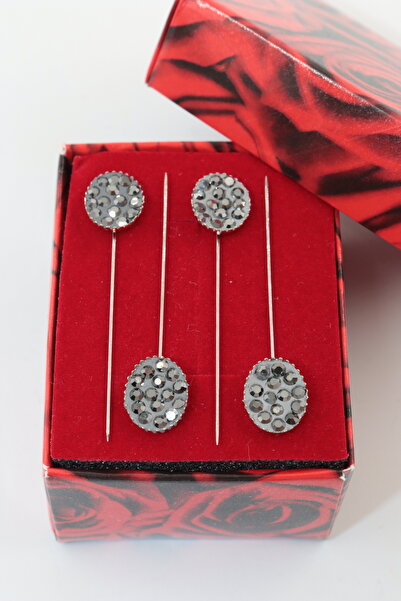 NUMETAL 4'lü Oval Taşlı Eşarp İğnesi. Şal İğnesi. Türban İğnesi. Başörtü İğne...