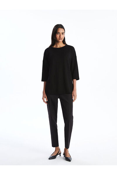 LC Waikiki Black Crew Neck Oversize Women's T-Shirt