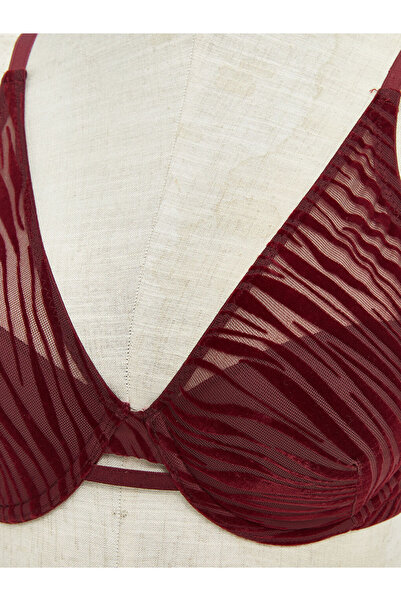 LC Waikiki Burgundy Underwire Unpadded Patterned T-Shirt Bra