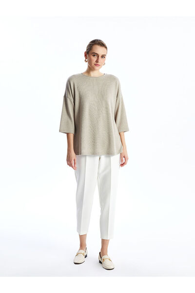 LC Waikiki Gray Crew Neck Oversize Women's T-Shirt