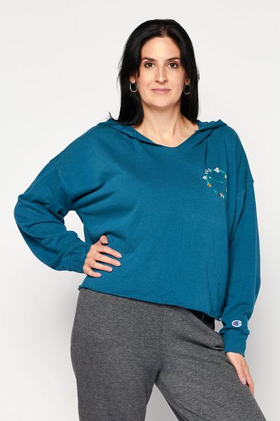 Champion Women Sportswear Fit Embroidered Logo Training Hoodies, Teal Blue