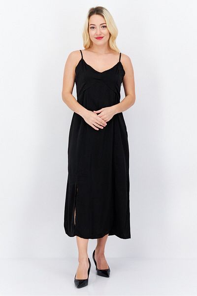 French Connection Women Solid Midi Casual Dress, Black