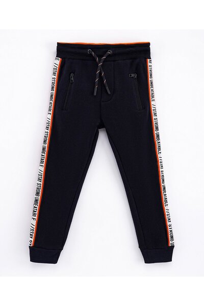 Minoti Minoti Random Fleece Jogpants With Tape Detail - Navy