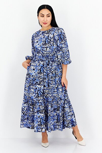 Kate Spade فستان ماكسي كاجوال بطبعات الأزهار للنساء، مجموعة باللون الأزرق