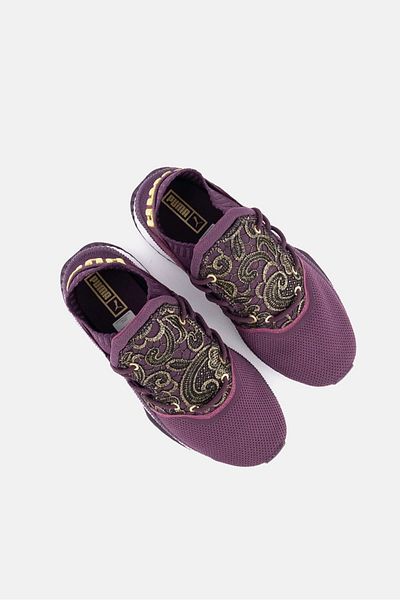 Puma Women Tsugi Shinsei Mesh Lace Shoes, Shadow Purple And White And Gold