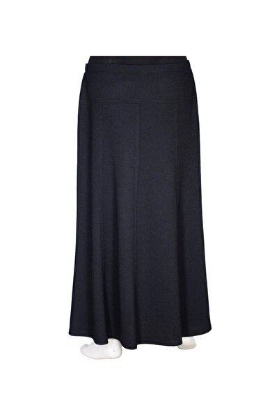 HESNA Women's Tuğçe Corsage Stoned Unlined Navy Blue Skirt