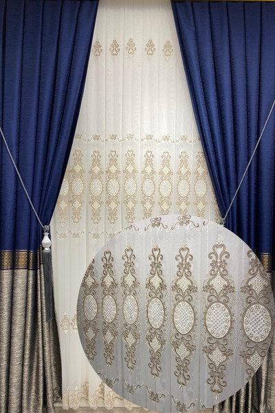 Özgün Home Üst Kalite TT Zemin Nakışlı (1/3 Sık Pile) Tül Perde