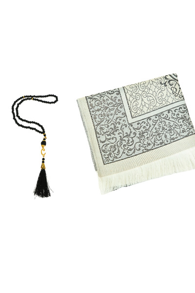 Modish Group Преміум-килимок з османським візерунком і набір чотків з перлами та літерою «Вав» — ісламські подарунки для жінок і чоловіків