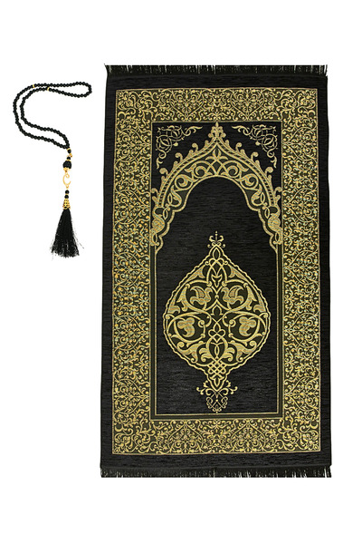 Modish Group Covor de rugăciune din chenille premium și set de perle Rozari c...