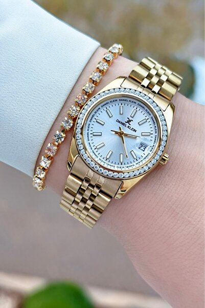 Daniel Klein Altın Renk 2 Yıl Garantili 30 mm Kadın Kol Saati ve Bileklik