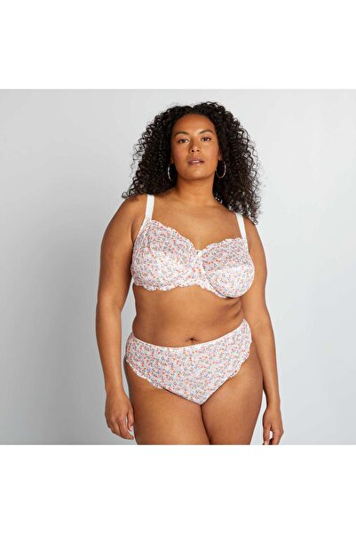 KIABI حمالة صدر نصف كوب من الدانتيل المزهر باللون الوردي