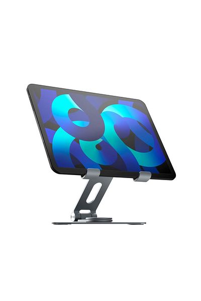 Momax Foldable and 360° Rotatable Tablet Stand, Aluminum Alloy - Grey