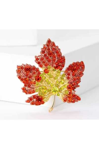 Crystal Zircon Stone Maple Women's Brooch Ag41 Size: 4*4.2 Cm