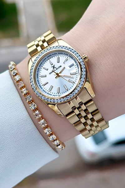 Daniel Klein Gold Renk 30 mm Kadın Kol Saati ve Bileklik