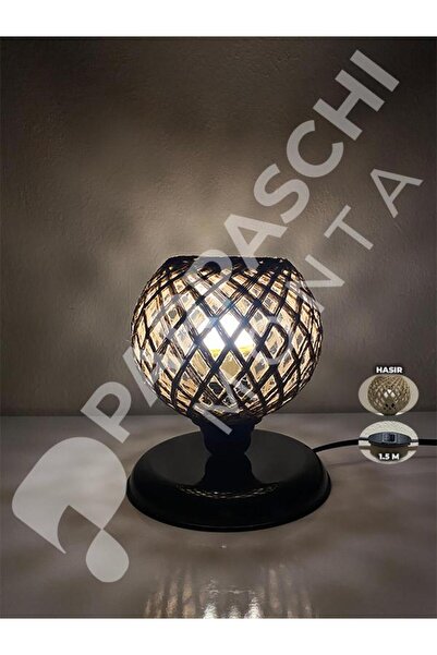 Genel Markalar Doğal Ağaç Jüt Hasır Abajur Başlık Lambader Aydınlatma Çocuk Genç Masa Lambası