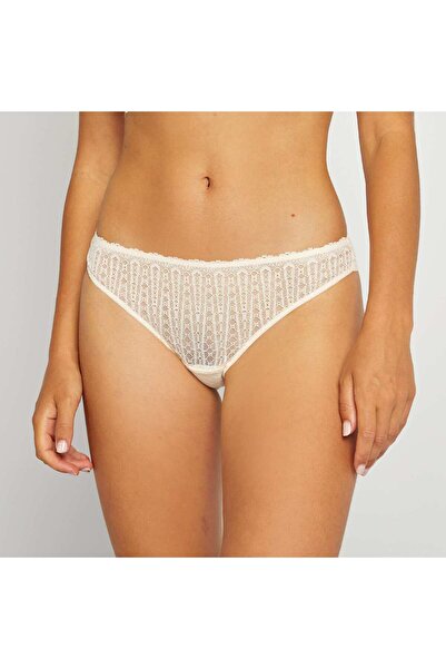 KIABI Lace tanga briefs with jewel WHITE