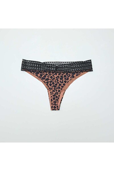 KIABI Pack of 2 tanga briefs with lace BROWN