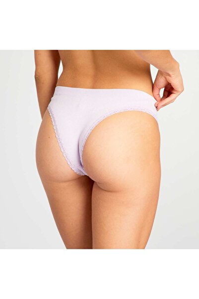 KIABI Pack of 2 pairs of ribbed tanga briefs PURPLE