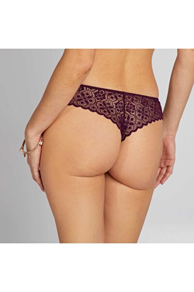 KIABI Microfibre and lace tanga briefs PURPLE