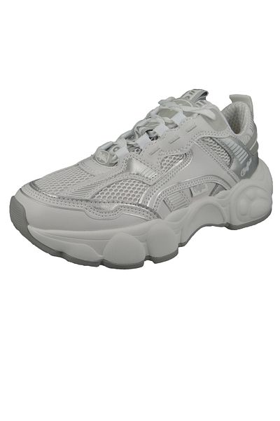 Buffalo Damen Low Sneaker CLD Run Jog Low Top Vegan 1630649 Weiß White/Silver Textil/Synthetik mit Perfect